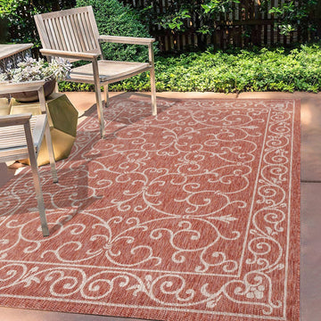 Charleston Vintage Filigree Textured Weave Indoor/outdoor Area Rug